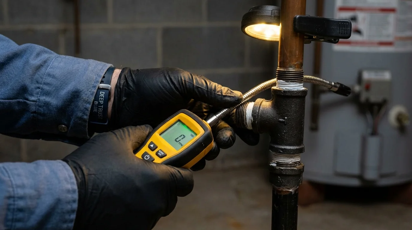 Gas leak detection with electronic sniffer by Johns Plumbing LLC in Excelsior