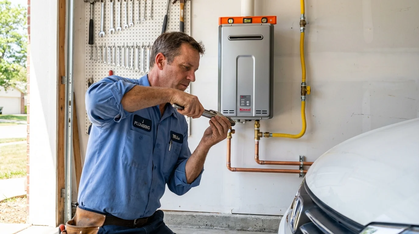 Tankless water heater installation by a Johns Plumbing LLC plumber in Excelsior